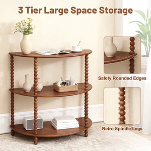 3-Tier Half-Moon Console Table – Vintage Entryway Table for Living Room, Hallway & Foyer  Wooden Bazar
