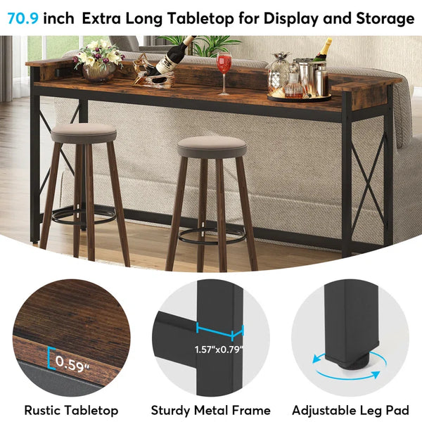 Modern Console Table with Built-In Charging Ports  Wooden Bazar