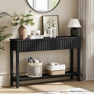 Valdemara 3-Drawer Console Table with Lower Shelf  Wooden Bazar