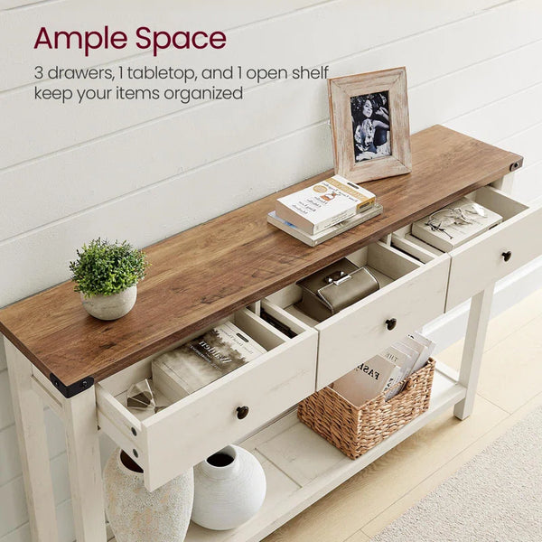 Sahai Traditional Console Table with 3 Drawers  Wooden Bazar