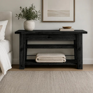Solid Wood Top Console Table – Black Entryway & Hallway Table  Wooden Bazar
