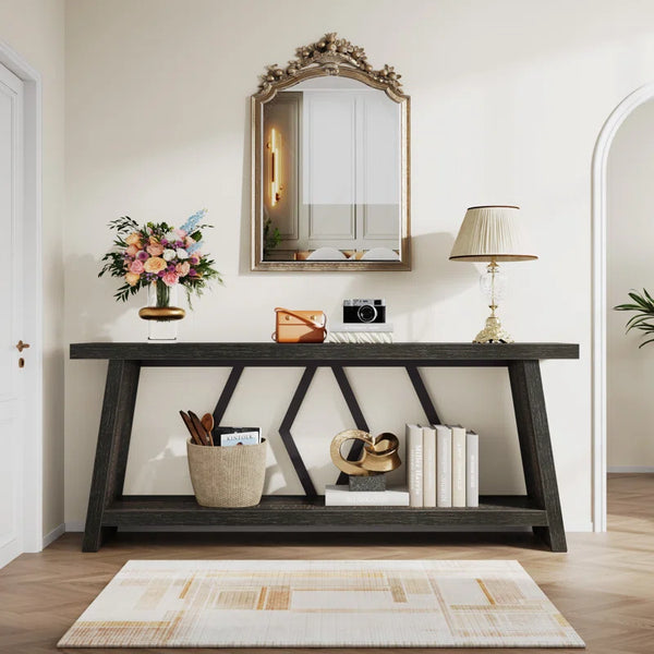 Extra-Long Console Table with Spacious Tabletop  Wooden Bazar
