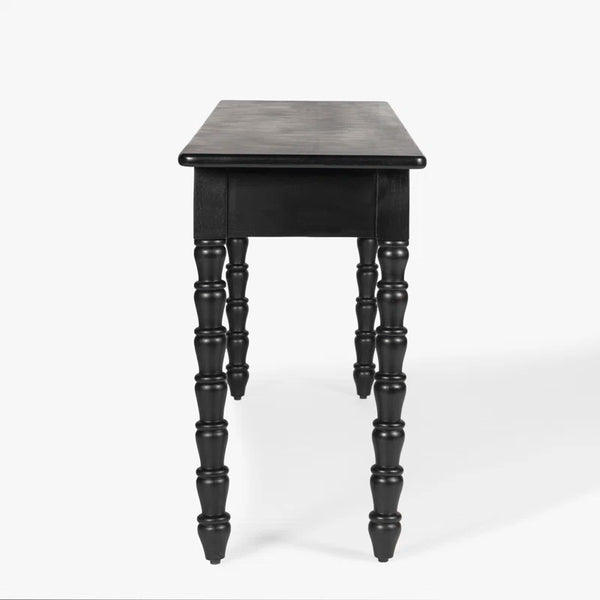 Isabel Spindle Solid Wood 2-Drawer Console Table with Brass Knobs  Wooden Bazar