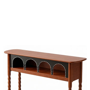 Solid Wood Console Table with Storage – Walnut  Wooden Bazar