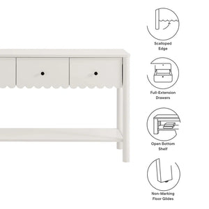 Emmeline 3-Drawer Scalloped Console Table  Wooden Bazar