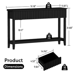 Valdemara 3-Drawer Console Table with Lower Shelf  Wooden Bazar