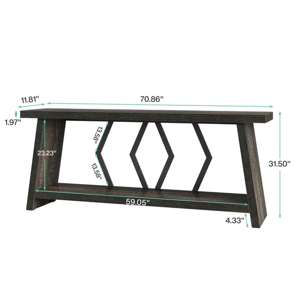 Extra-Long Console Table with Spacious Tabletop  Wooden Bazar