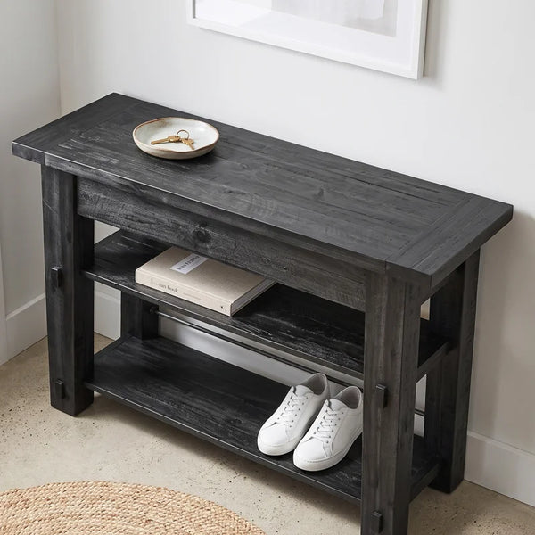 Solid Wood Top Console Table – Black Entryway & Hallway Table  Wooden Bazar
