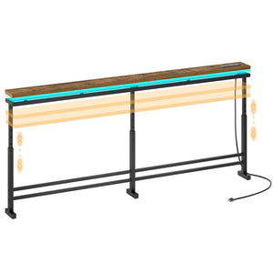 Height-Adjustable Console Table with LED Light & Charging Station  Wooden Bazar