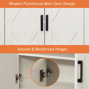 Modern Farmhouse Accent Cabinet with Barn Doors & Drawers  Wooden Bazar