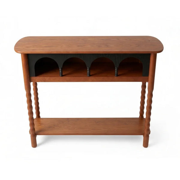 Solid Wood Console Table with Storage – Walnut  Wooden Bazar