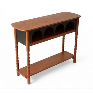Solid Wood Console Table with Storage – Walnut  Wooden Bazar