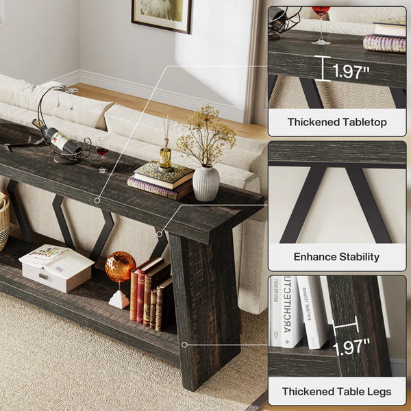 Extra-Long Console Table with Spacious Tabletop  Wooden Bazar