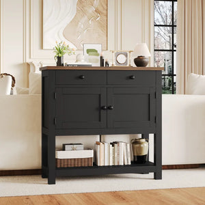 Latiasha 35.4" Console Table with Drawers and Cabinet  Wooden Bazar
