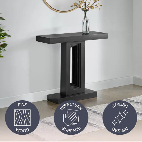 36-Inch Solid Wood Console Table – Black  Wooden Bazar