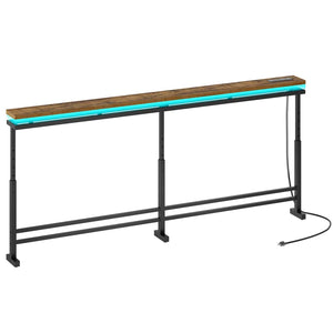 Height-Adjustable Console Table with LED Light & Charging Station  Wooden Bazar
