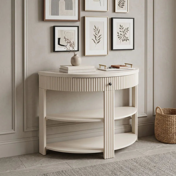 Console Table with Drawer & Shelves  Wooden Bazar