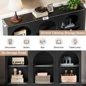 Farmhouse Console Table with 3-Tier Storage  Wooden Bazar
