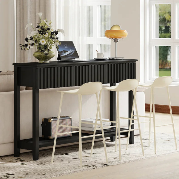 Valdemara 3-Drawer Console Table with Lower Shelf  Wooden Bazar