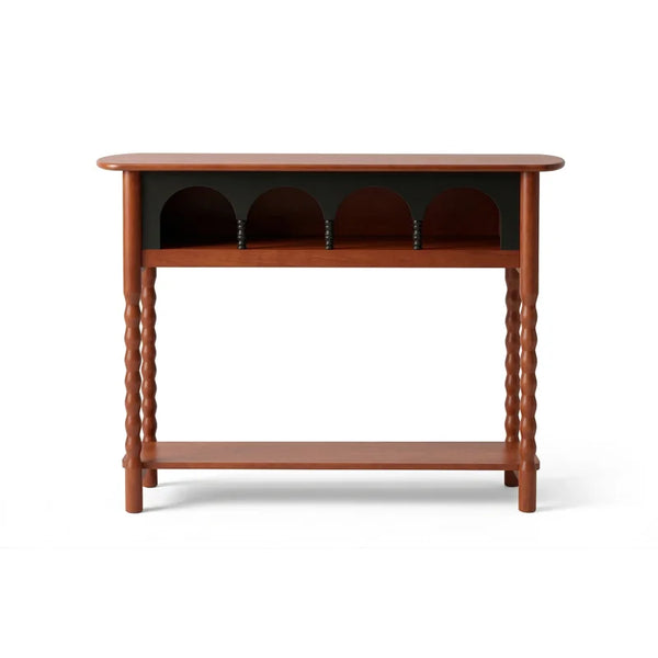 Solid Wood Console Table with Storage – Walnut  Wooden Bazar