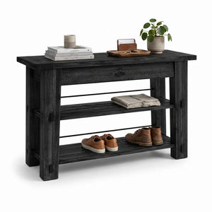Solid Wood Top Console Table – Black Entryway & Hallway Table  Wooden Bazar