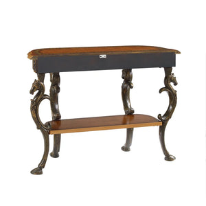 Console Table with Ornate Horse Motif Legs  Wooden Bazar