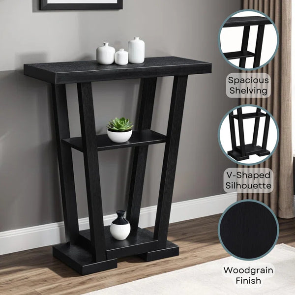 Console Table with Shelves  Wooden Bazar