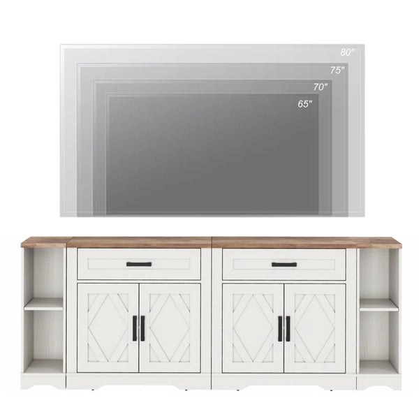 Modern Farmhouse Accent Cabinet with Barn Doors & Drawers  Wooden Bazar