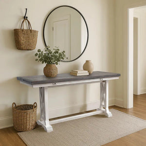 Solid Wood Flip-Top Console & Dining Table  Wooden Bazar