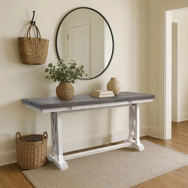 Solid Wood Flip-Top Console & Dining Table  Wooden Bazar