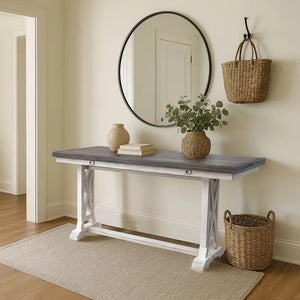 Solid Wood Flip-Top Console & Dining Table  Wooden Bazar