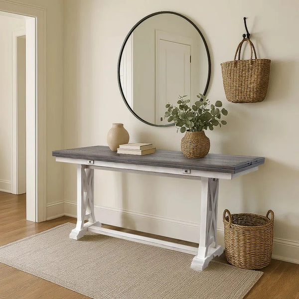 Solid Wood Flip-Top Console & Dining Table  Wooden Bazar