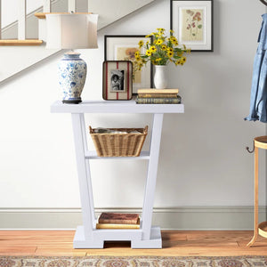 Console Table with Shelves  Wooden Bazar