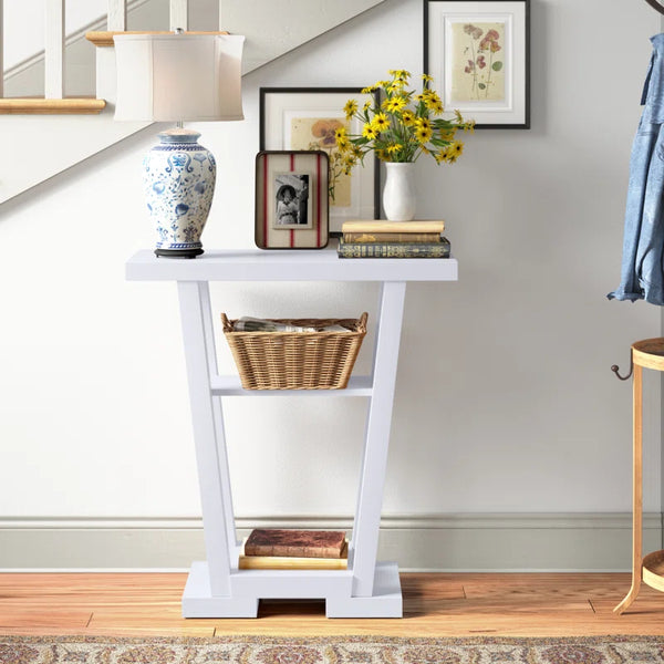 Console Table with Shelves  Wooden Bazar