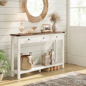 Sahai Traditional Console Table with 3 Drawers  Wooden Bazar