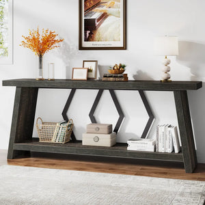 Extra-Long Console Table with Spacious Tabletop  Wooden Bazar