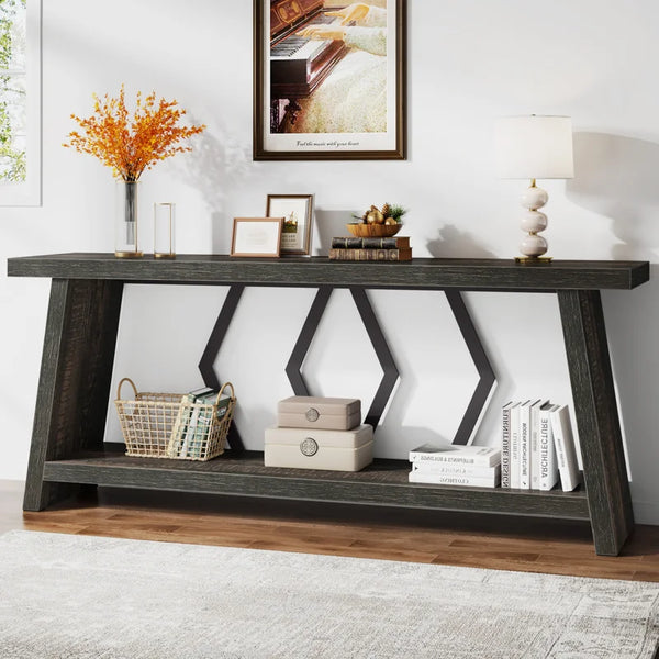 Extra-Long Console Table with Spacious Tabletop  Wooden Bazar
