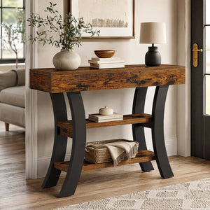 Console Table with Curved Frame & Storage  Wooden Bazar