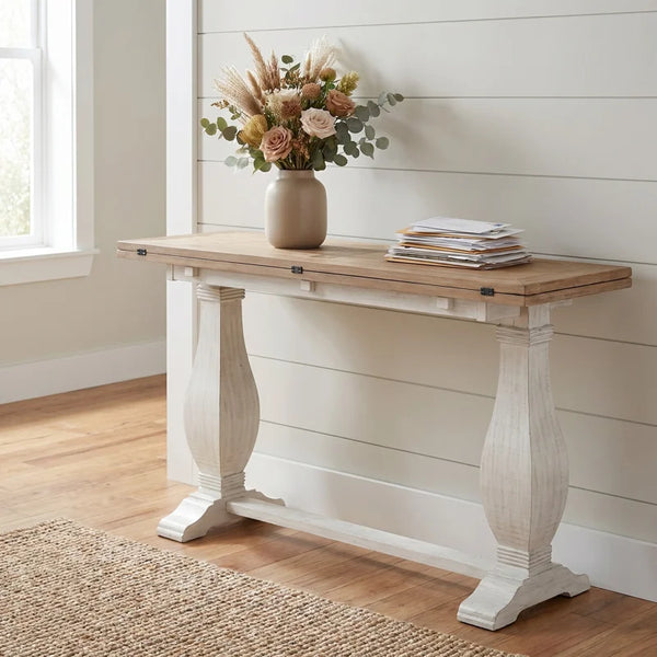 Sarcoline Solid Wood Flip-Top Sofa Console Table  Wooden Bazar