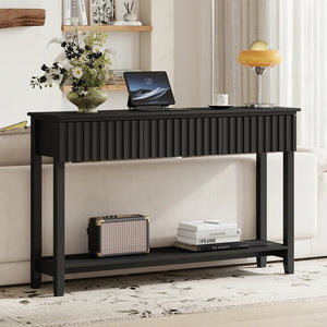 Valdemara 3-Drawer Console Table with Lower Shelf  Wooden Bazar