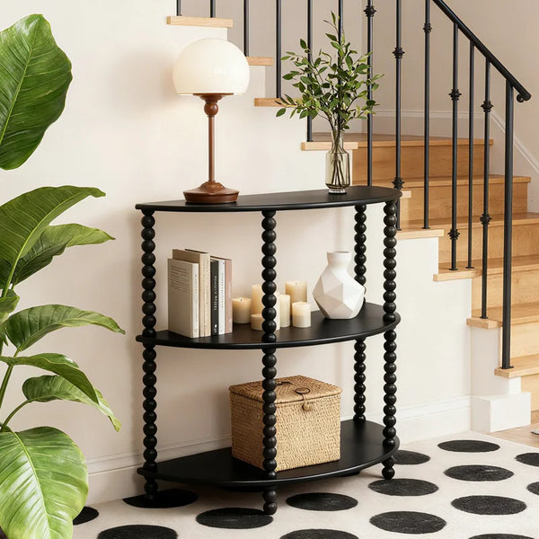 Tier Half-Moon Console Table – Vintage Entryway Table  Wooden Bazar