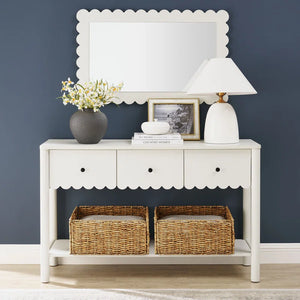 Emmeline 3-Drawer Scalloped Console Table  Wooden Bazar