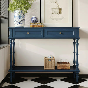Mid-Century Modern Console Table with 2 Drawers  Wooden Bazar
