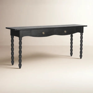 Isabel Spindle Solid Wood 2-Drawer Console Table with Brass Knobs  Wooden Bazar