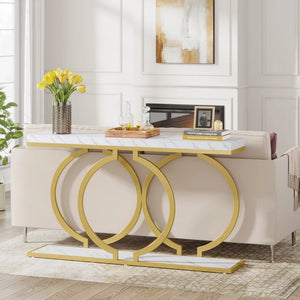 Korrion Narrow Console Table with Metal Base  Wooden Bazar