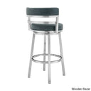 Deherreraz Modern Swivel Counter And Bar Stool With Open Low Back Footrest In Metal Faux Leather