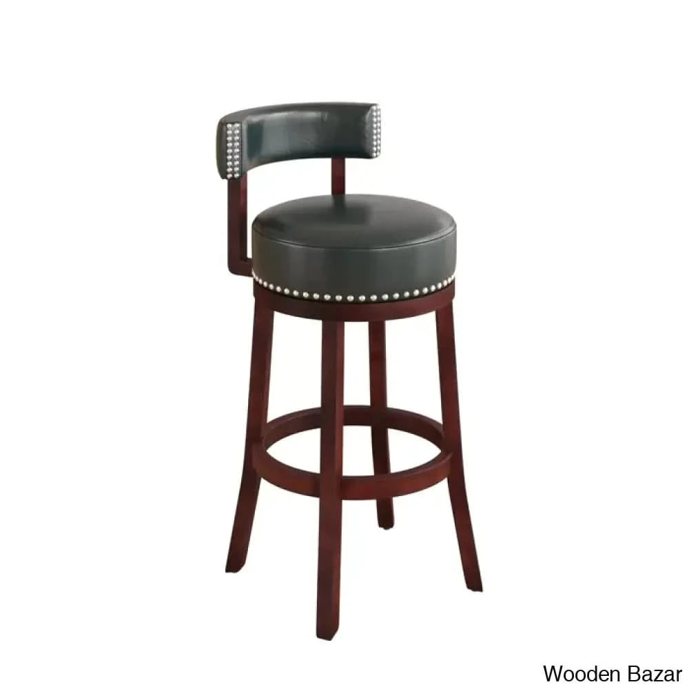 Delevany Swivel Upholstered Counter And Bar Stool With Solid Wood Frame (Set Of 2) Red / Bar