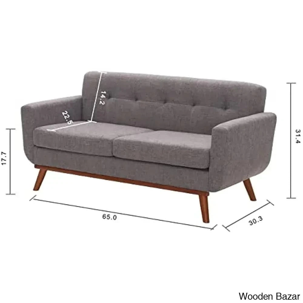 Deliliah New Loveseat Sofa Mid Century Modern Decor Love Seat Couches For Living Room Grey