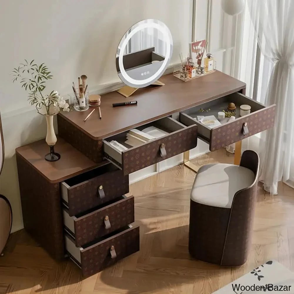 Demeca Vanity Dressing Table With Mirror Light And Stool
