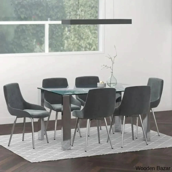 Denver 6 Seater Glass Top Dining Set